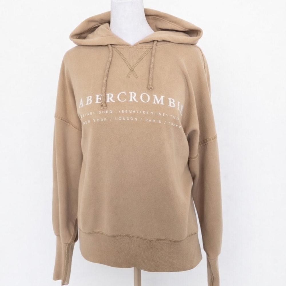 Abercrombie & Fitch Hoodie Womens Small Tan Soft AF Collection Sweatshirt